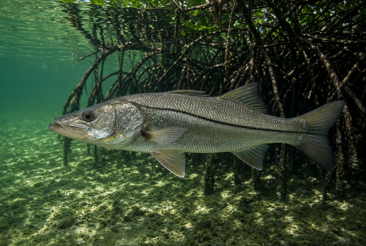 Snook along a Charlotte Harbor mangrove edge